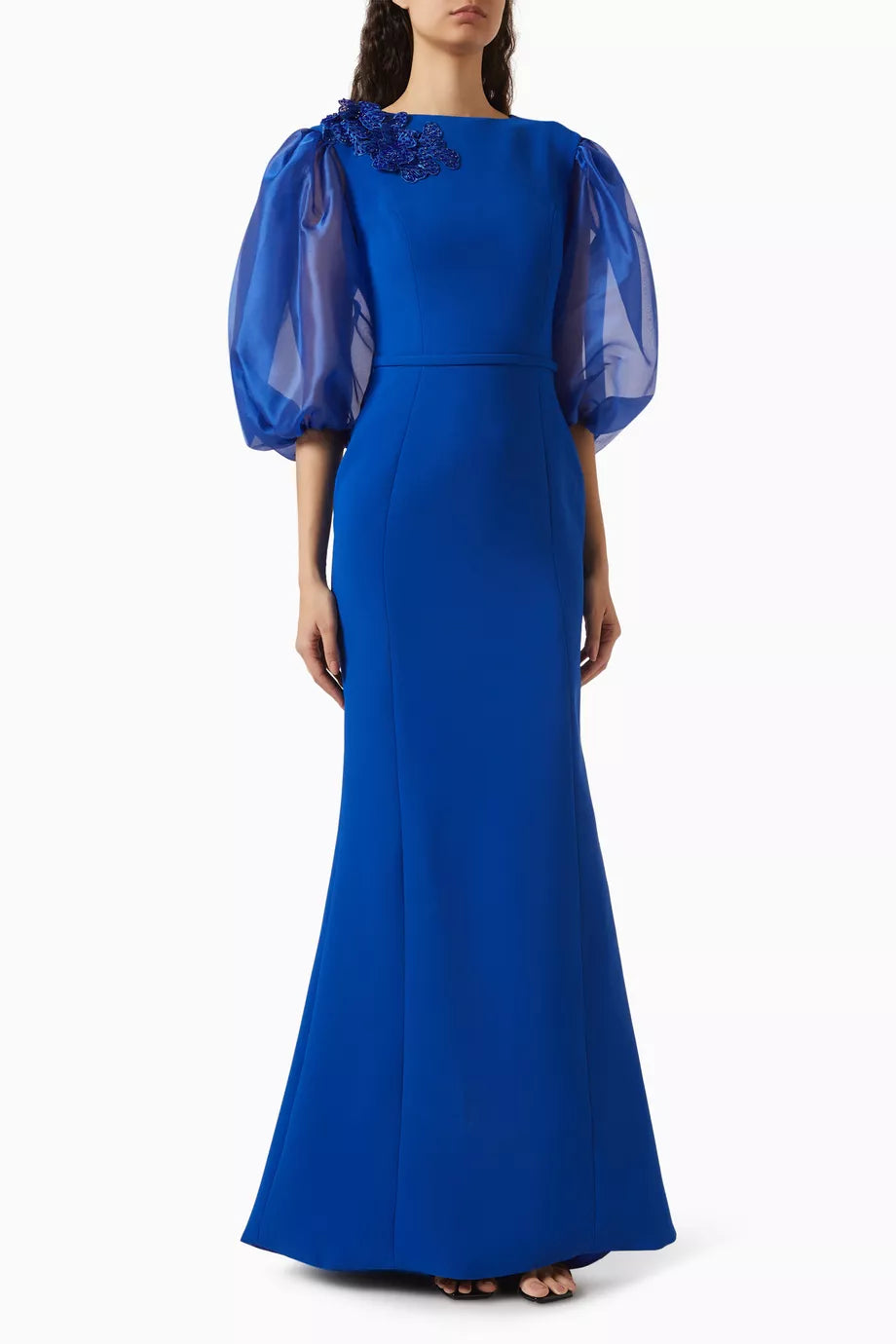 Floral-embellished Gown in Crepe
