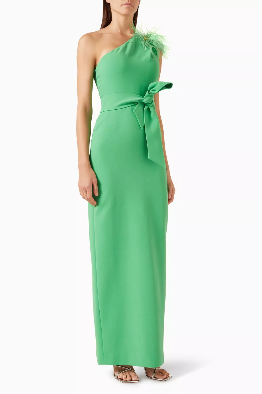 One-shoulder Embellished Gown in Crepe