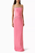 Crystal-embellished Column Gown in Crepe
