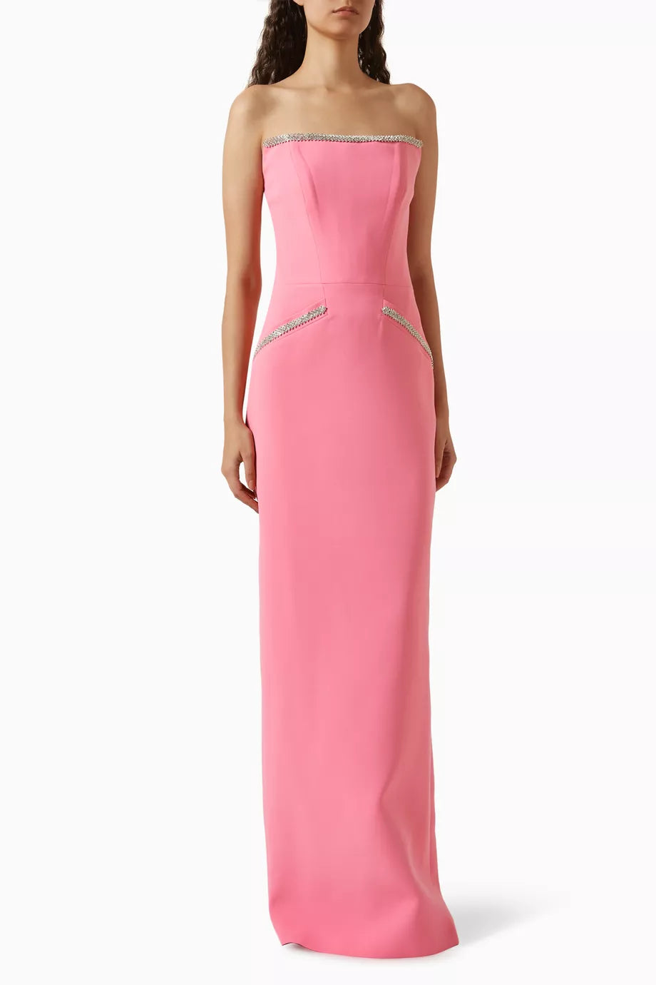 Crystal-embellished Column Gown in Crepe