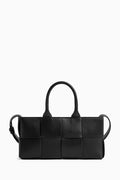 Mini East-West Arco Tote Bag in Intreccio Leather