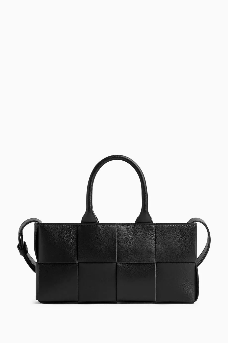 Mini East-West Arco Tote Bag in Intreccio Leather