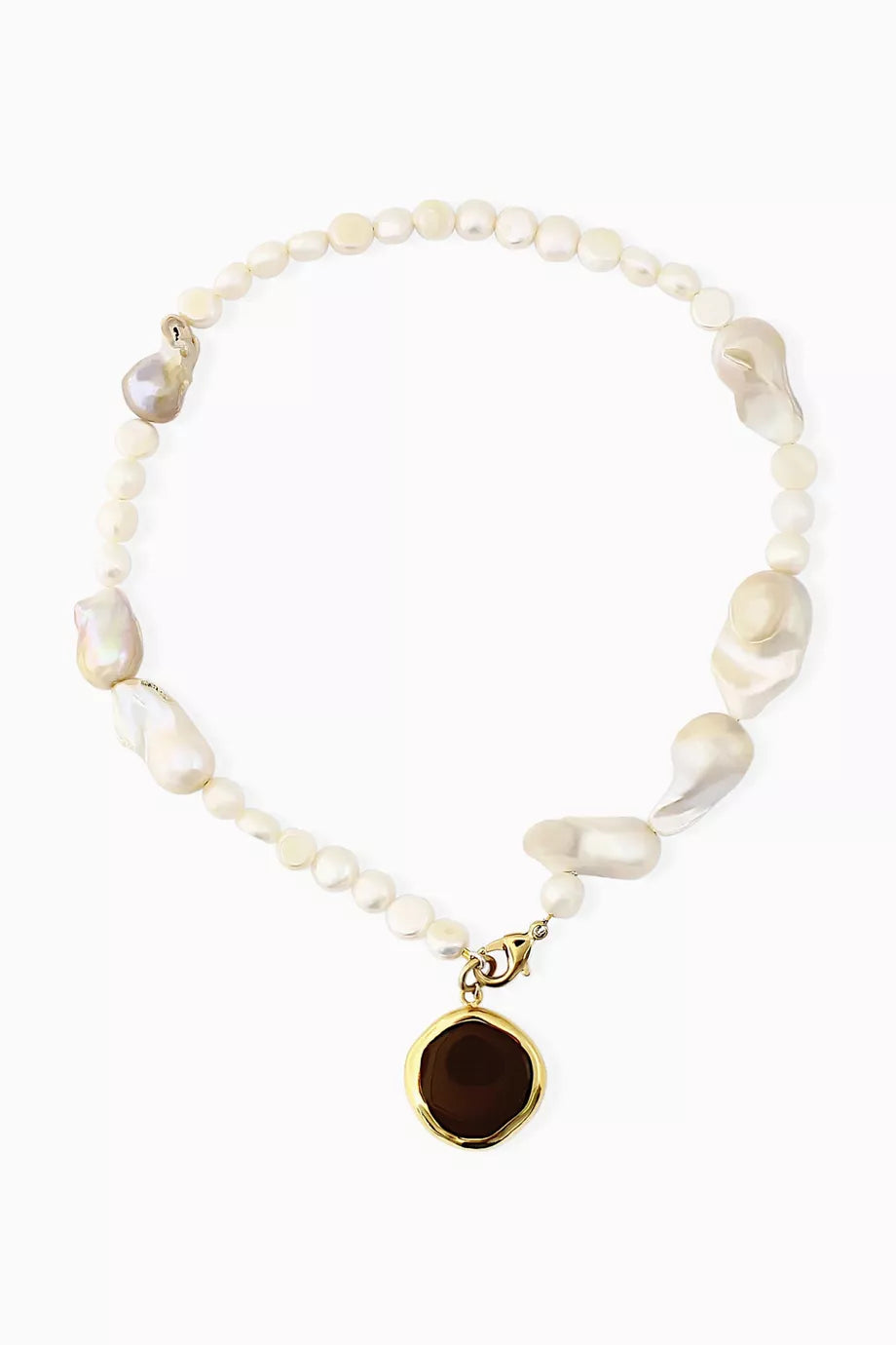 Celia Pearl Necklace in 18kt Gold-plated Bronze