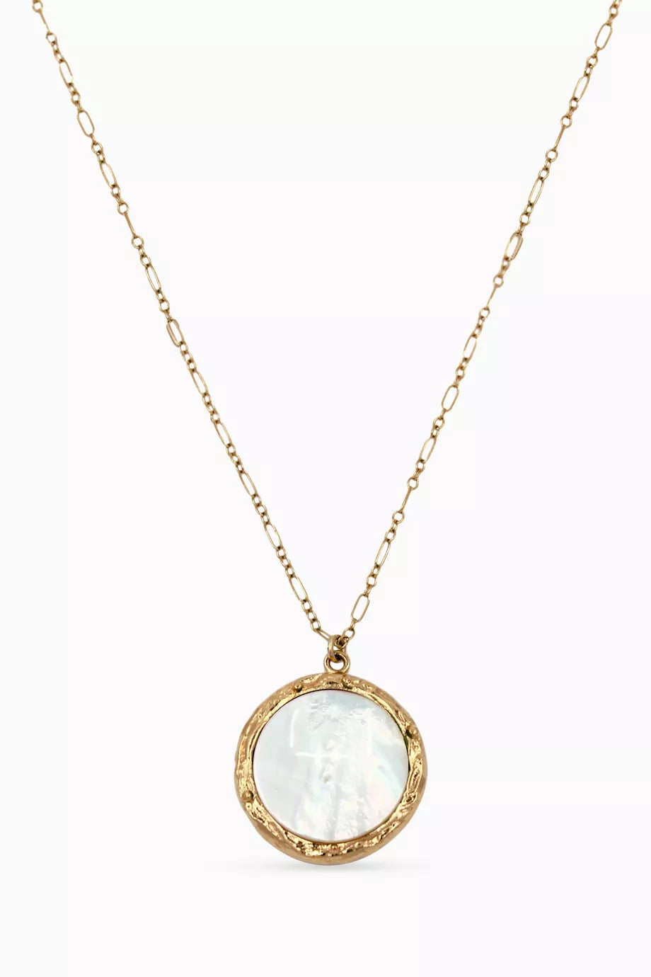 Cindy Mother of Pearl Necklace in 18kt Gold-plated Bronze