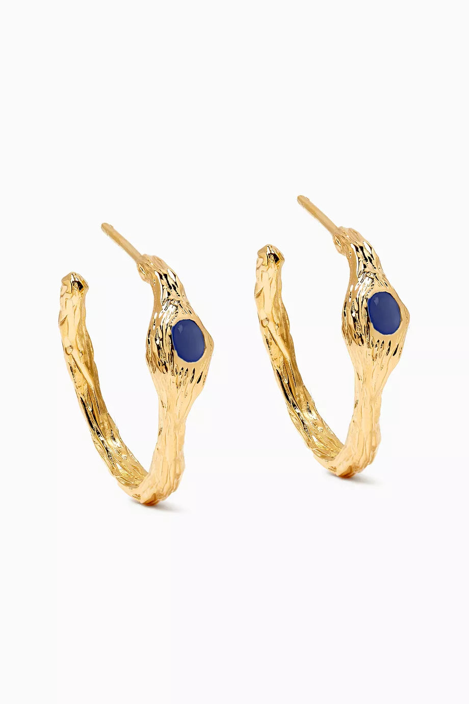 Ivy Lapis Lazuli Hoop Earrings in 18kt Gold-plated Bronze
