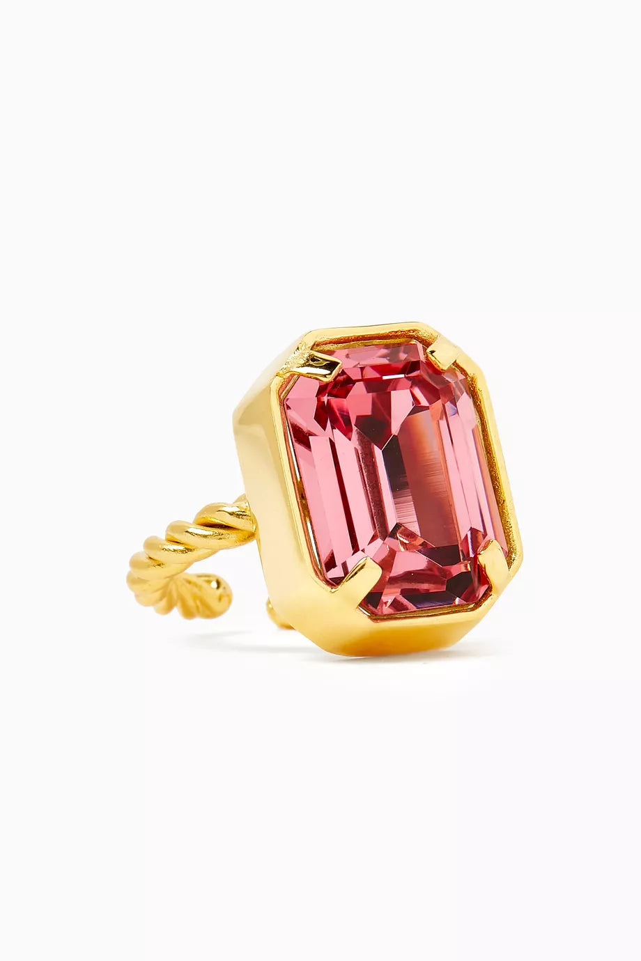 Leoni Crystal Ring in 24kt Gold-plated Brass