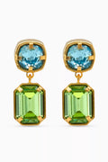 Anne Crystal Drop Earrings in 24kt Gold-plated Brass