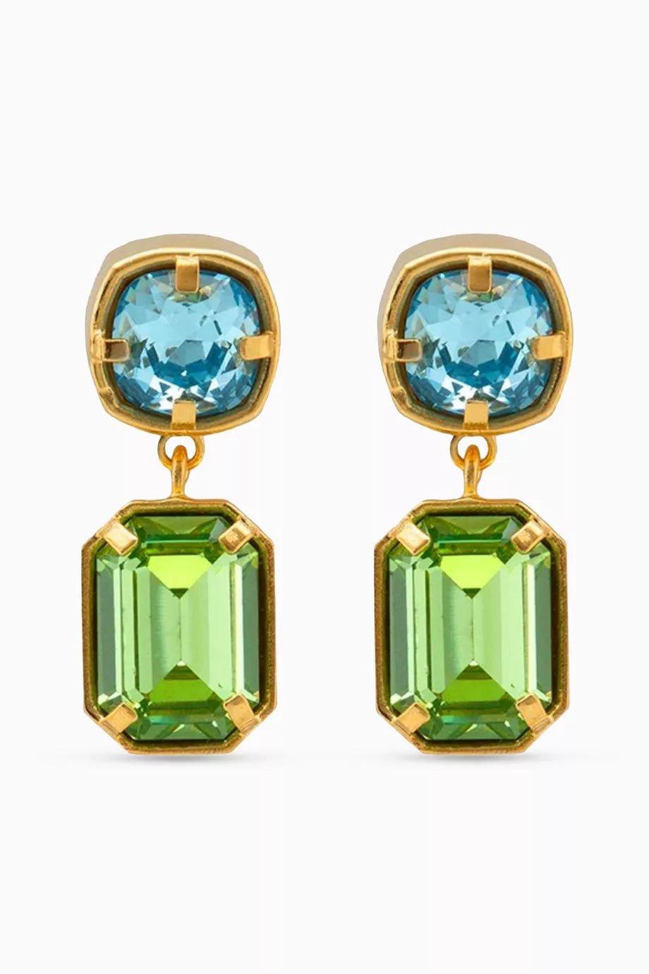 Anne Crystal Drop Earrings in 24kt Gold-plated Brass