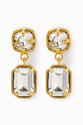 Anne Crystal Drop Earrings in 24kt Gold-plated Brass