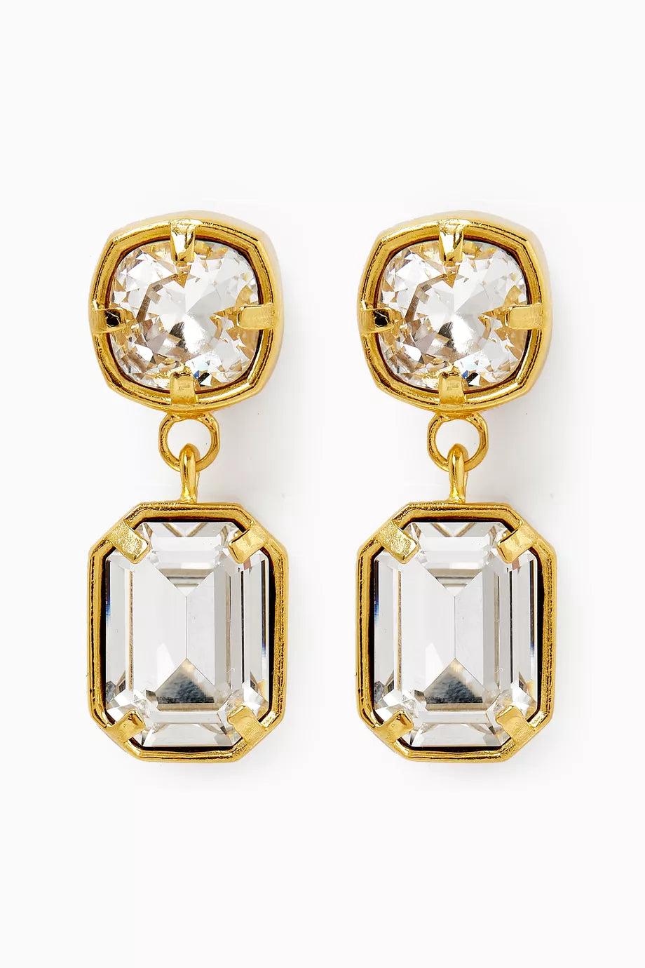 Anne Crystal Drop Earrings in 24kt Gold-plated Brass