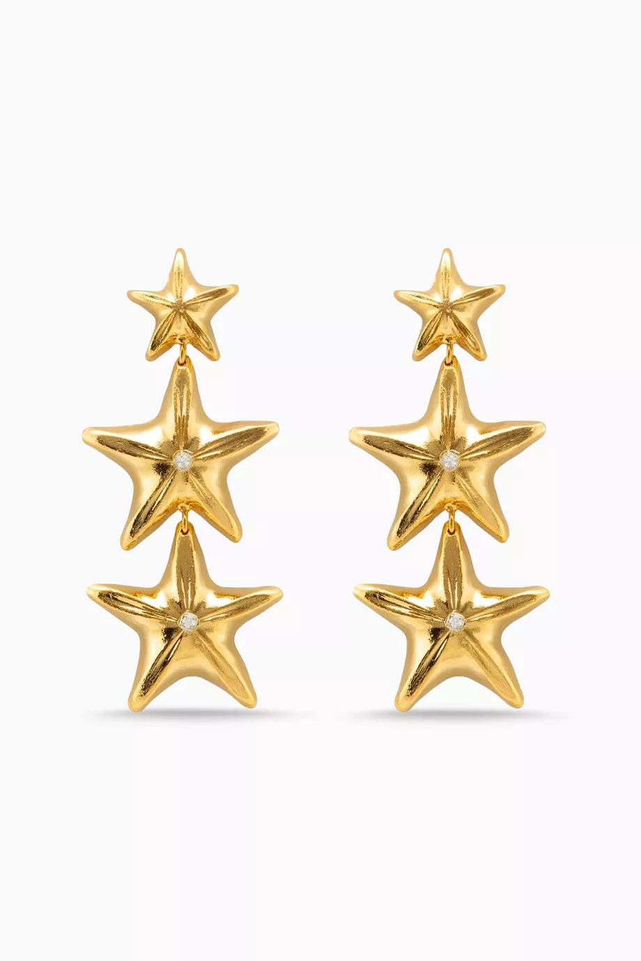 Anita Starfish Drop Earrings in 24kt Gold-plated Brass