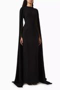 Eclair Beaded-neck Maxi Dress in Crepe