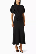 Gathered Waist Midi Dress in Cady