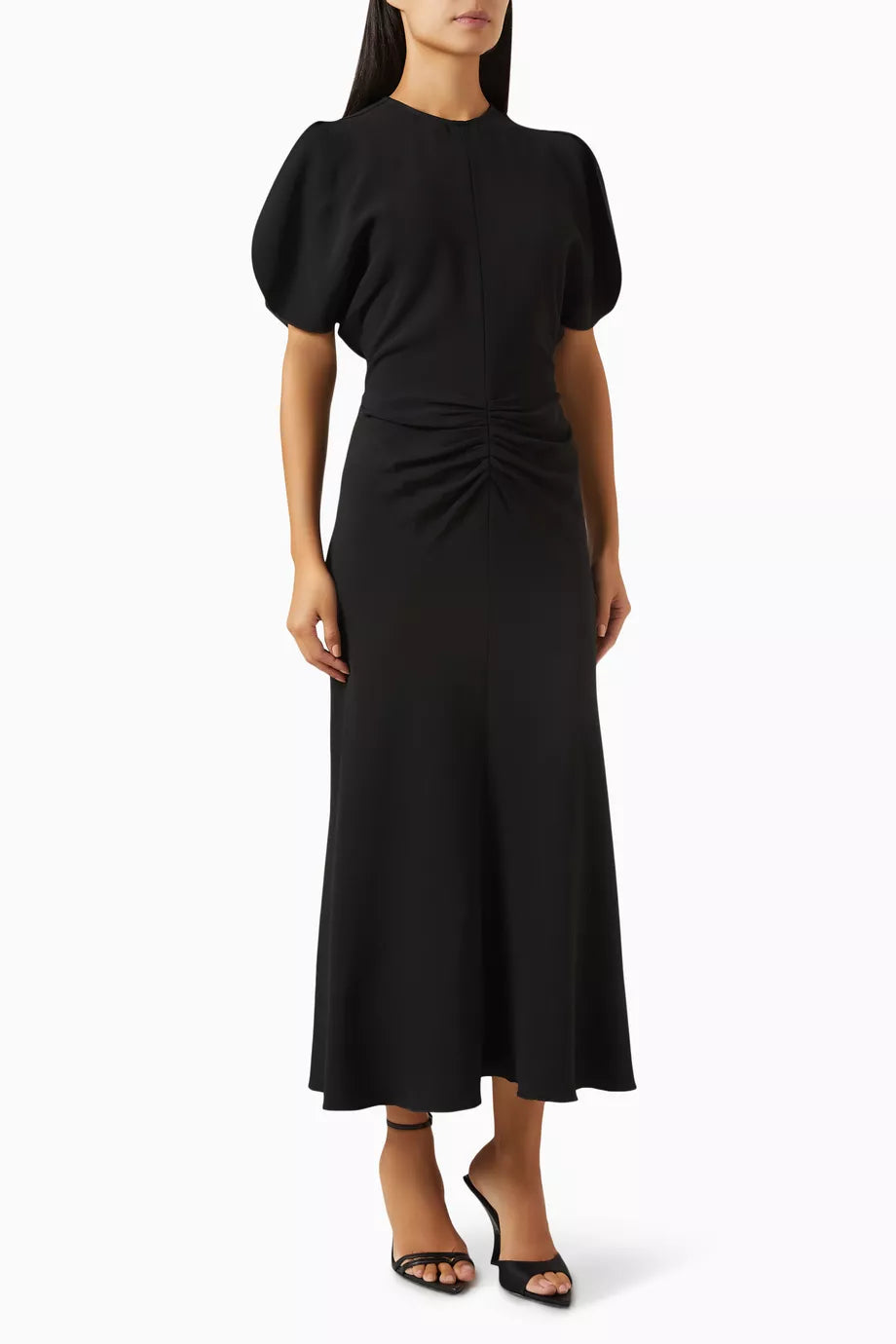 Gathered Waist Midi Dress in Cady