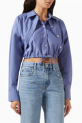 Double Layered Cropped Shirt in Cotton