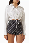 Double Layered Cropped Shirt in Cotton