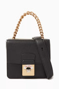 Lock Square Crossbody Bag in Leather