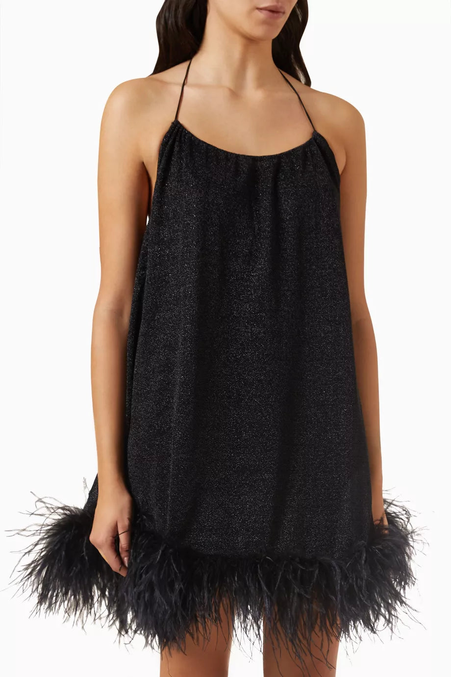 Lumière Plumage Necklace Mini Dress in Lurex