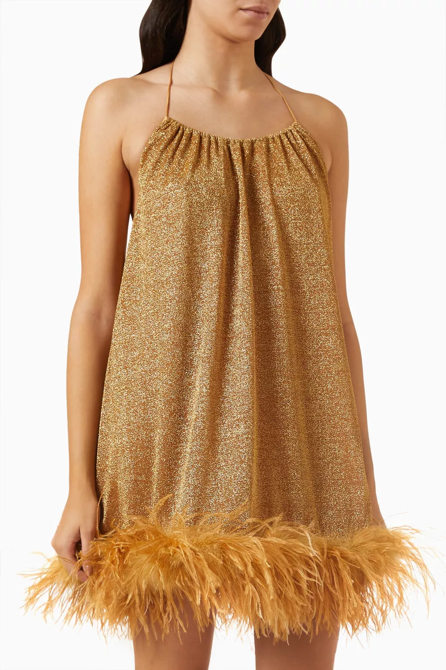Lumière Plumage Necklace Mini Dress in Lurex