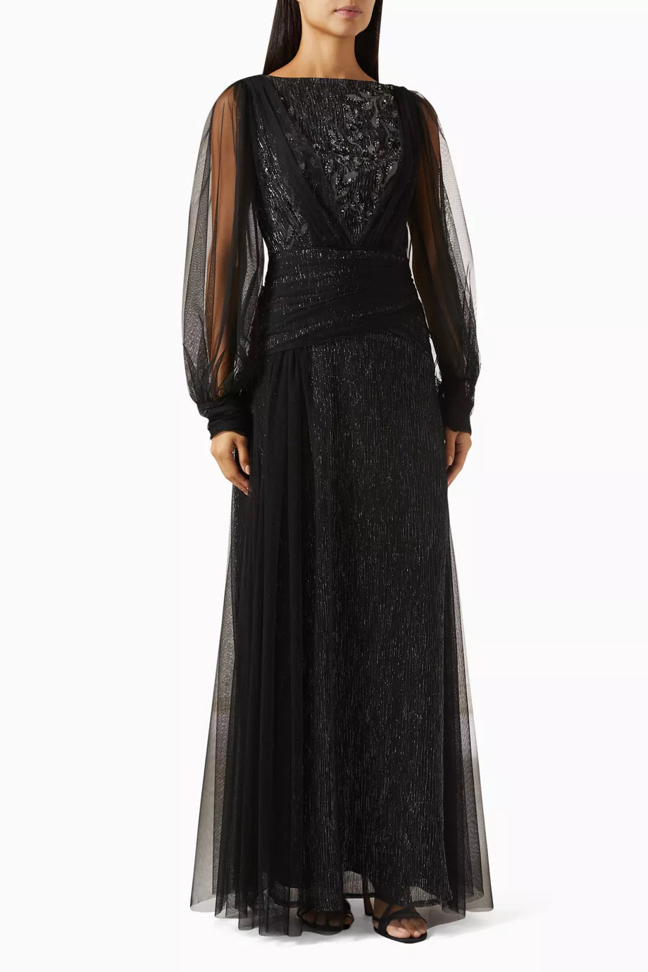 Bead-embellished Maxi Dress in Tulle