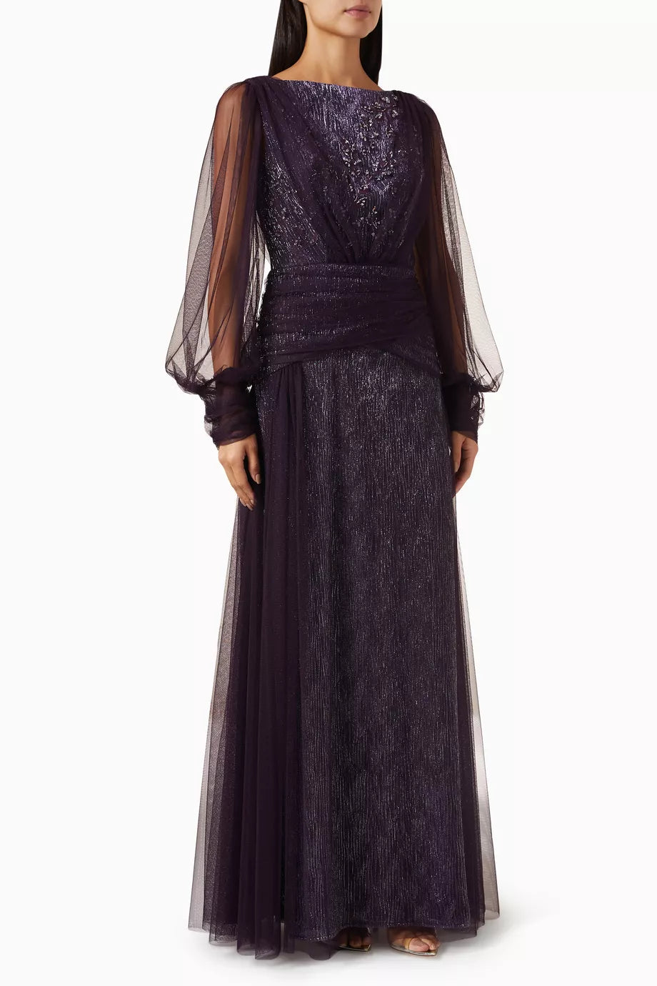 Bead-embellished Maxi Dress in Tulle