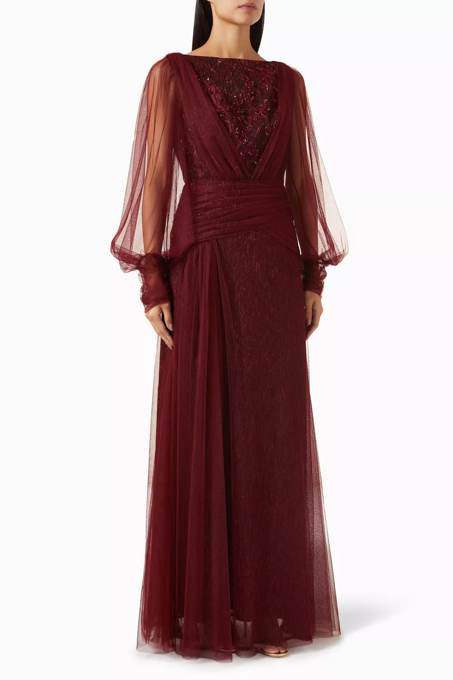 Bead-embellished Maxi Dress in Tulle