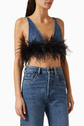 Fur-trimmed Top in Denim