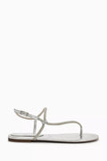 Flat Sandals in Metallic Leather