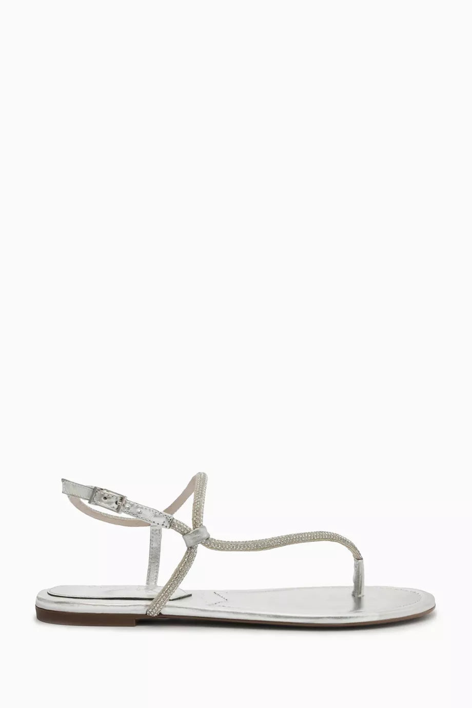 Flat Sandals in Metallic Leather
