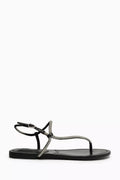 Flat Sandals in Metallic Leather