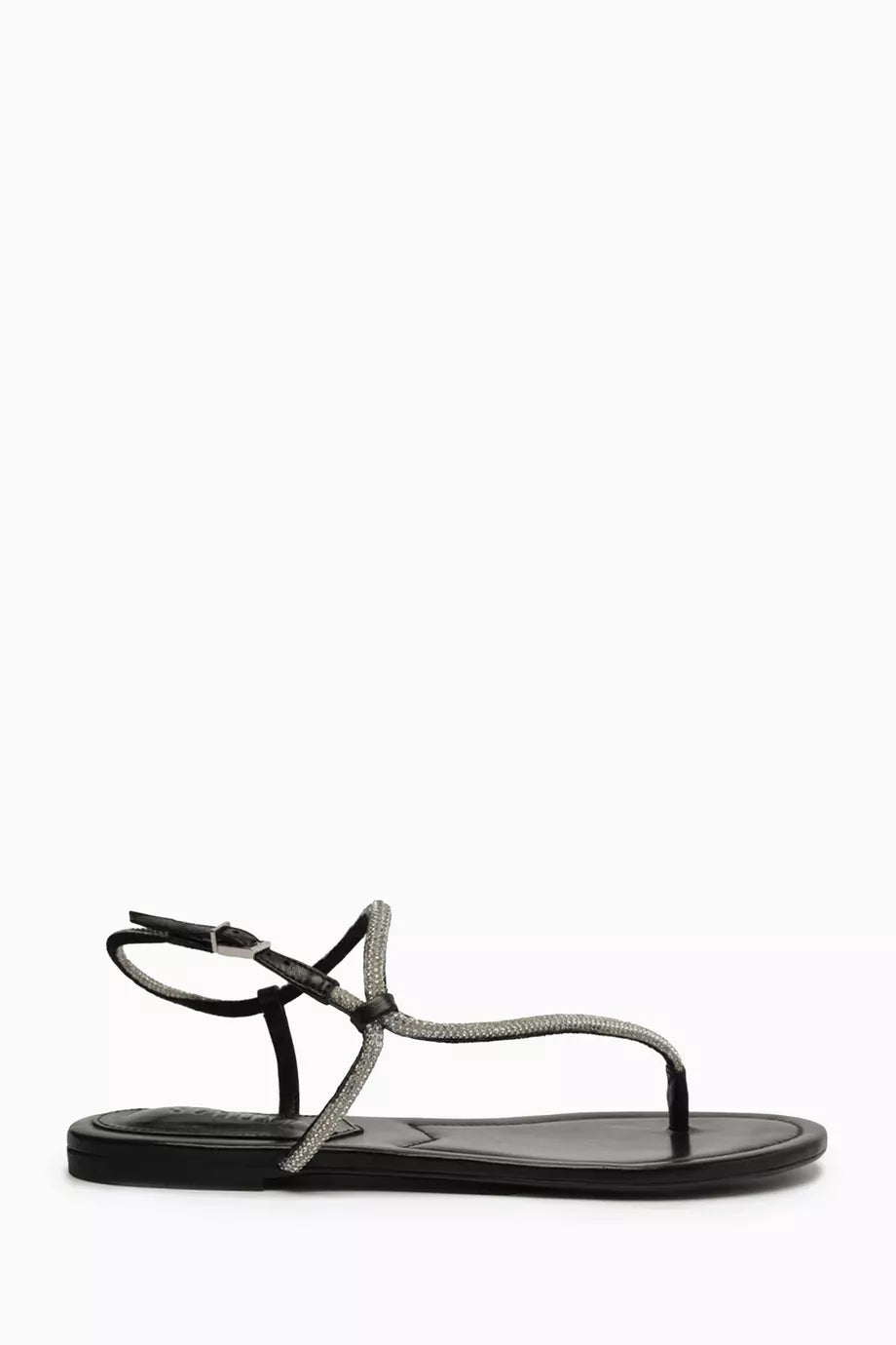 Flat Sandals in Metallic Leather