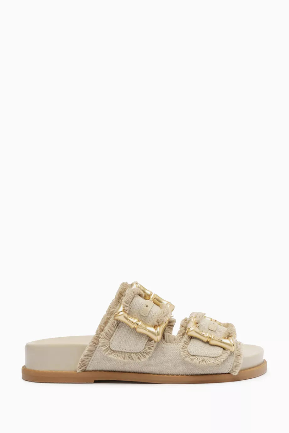 Double-strap Buckle Sandals in Fabric