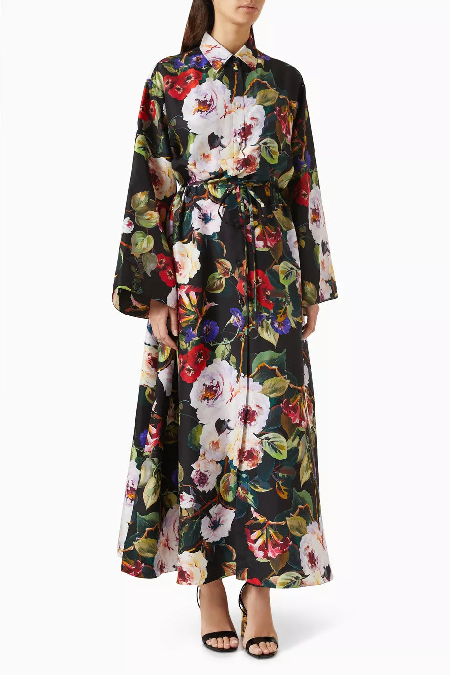 Rose Garden-print Kaftan in Silk