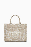 Large Athena Tote Bag in Barocco Jacquard Canvas
