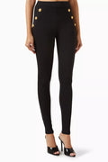 6-button High-rise Leggings in Cotton-blend