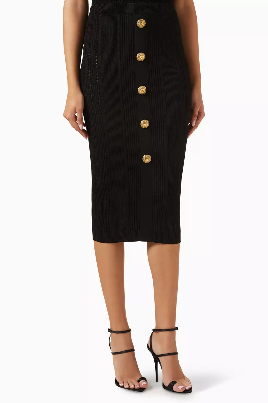5-Button High-rise Midi Skirt in Viscose-blend
