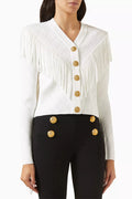 Fringed Cardigan in Viscose-blend
