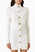 Fringed Mini Dress in Viscose-blend