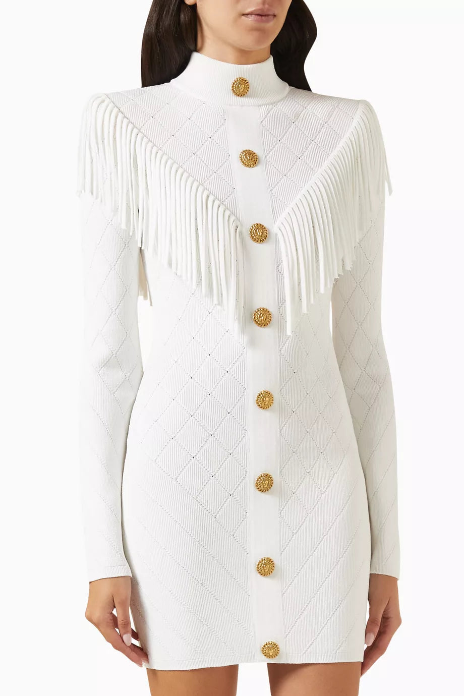Fringed Mini Dress in Viscose-blend