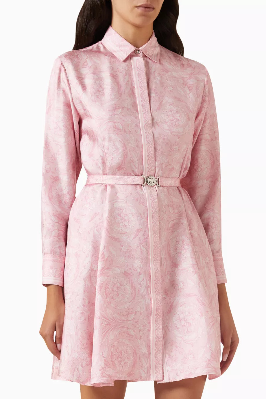 Barocco Mini Shirt Dress in Silk