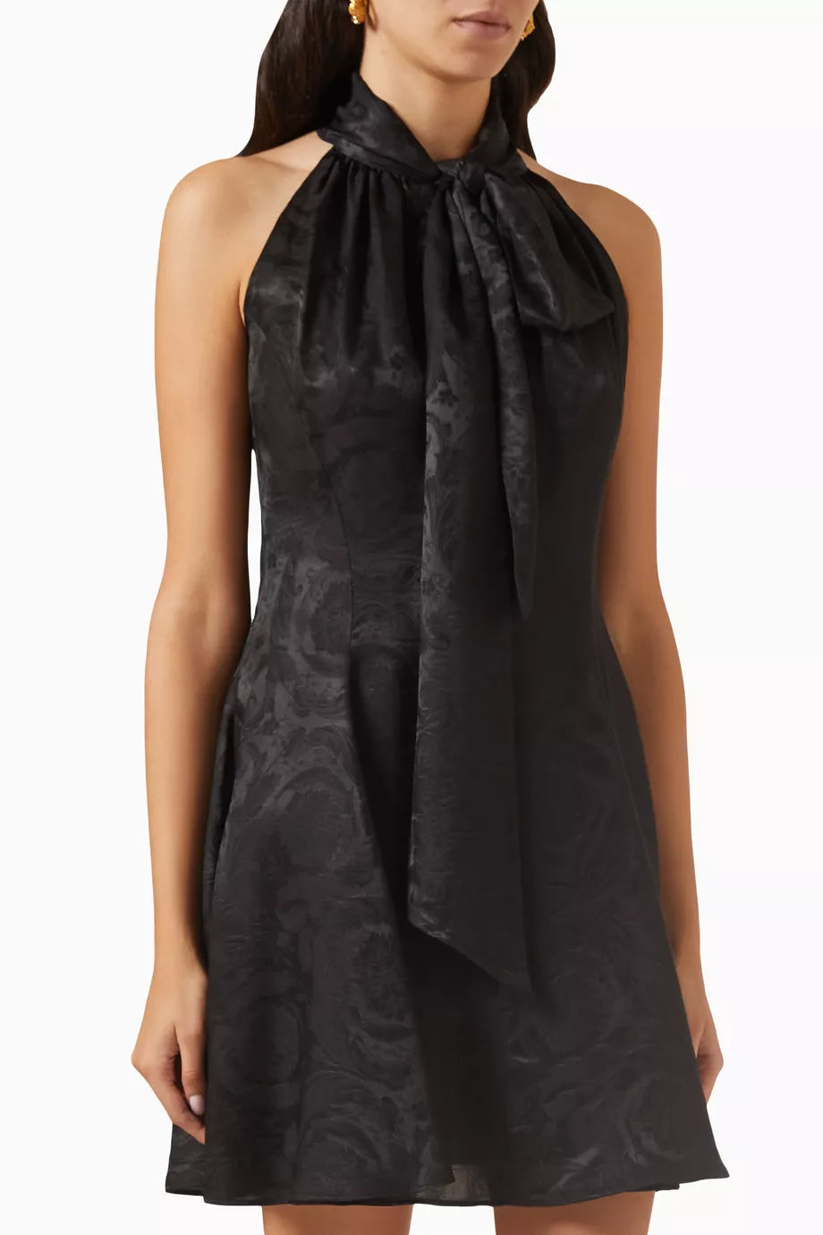Barocco Scarf-tie Mini Dress in Viscose-silk