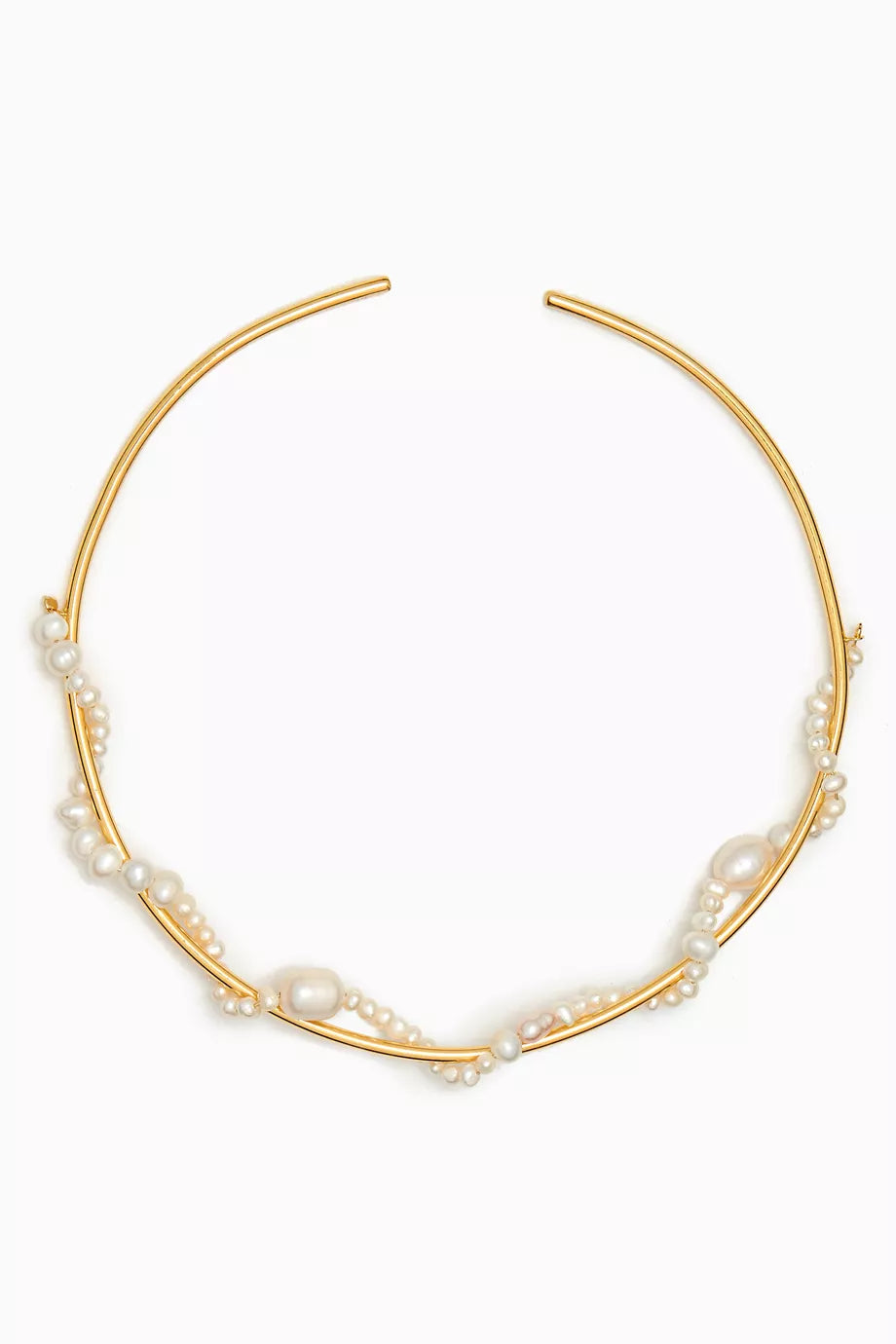 Swirl Pearl Collar Necklace in 18kt Gold-plated Silver