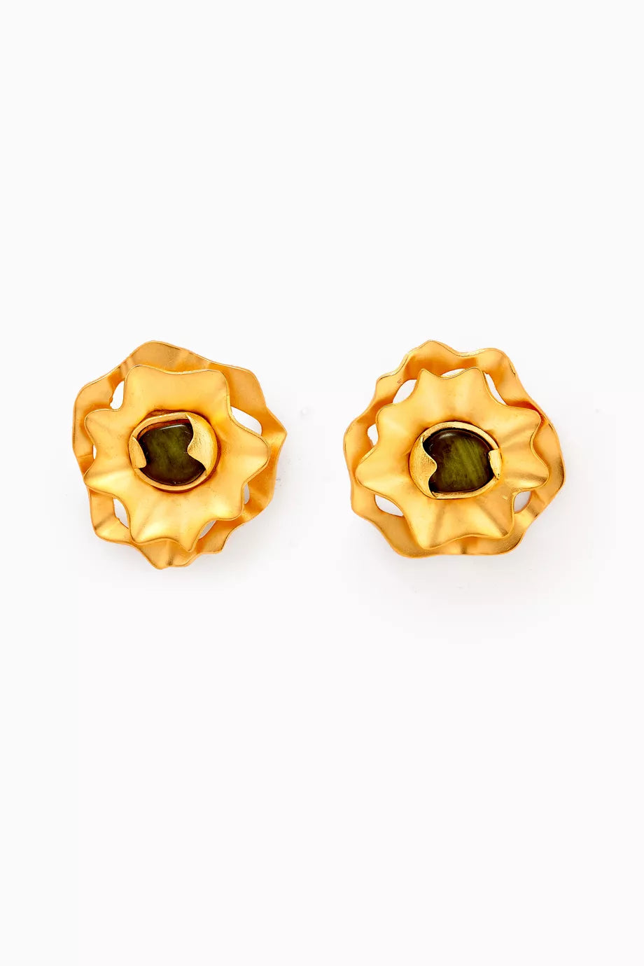 Eclipse Stud Earrings in 18kt Gold-plated Brass