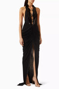 Draped Sequin Maxi Dress