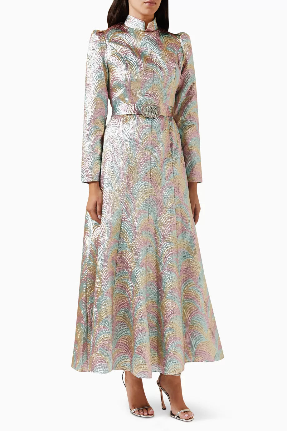 Briella Dress in Metallic Jacquard