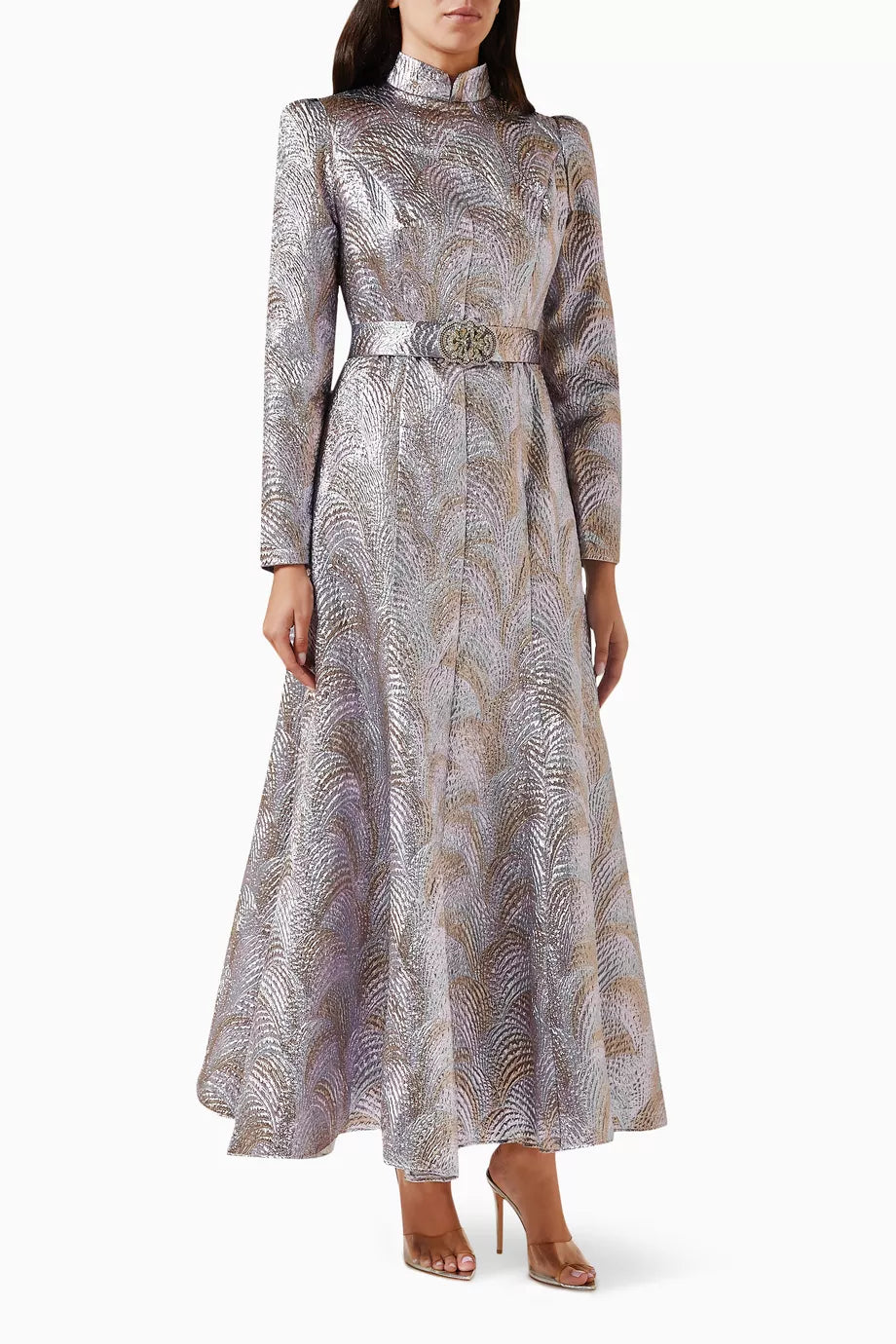 Briella Dress in Metallic Jacquard