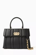 Gancini Top Handle Bag in Leather