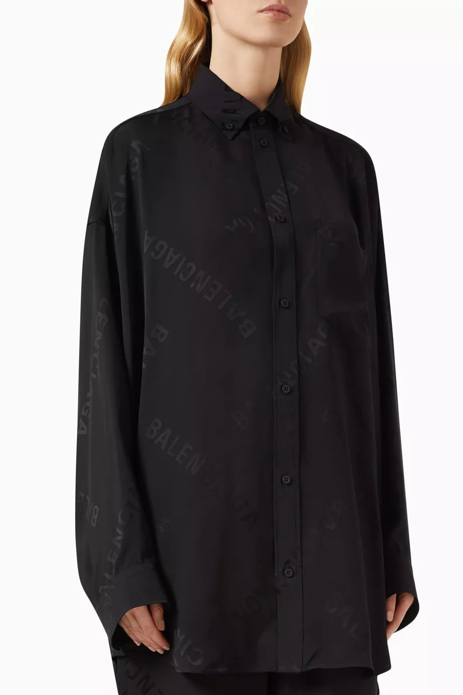 Bal Diagonal Allover Cocoon Shirt in Viscose-jacquard