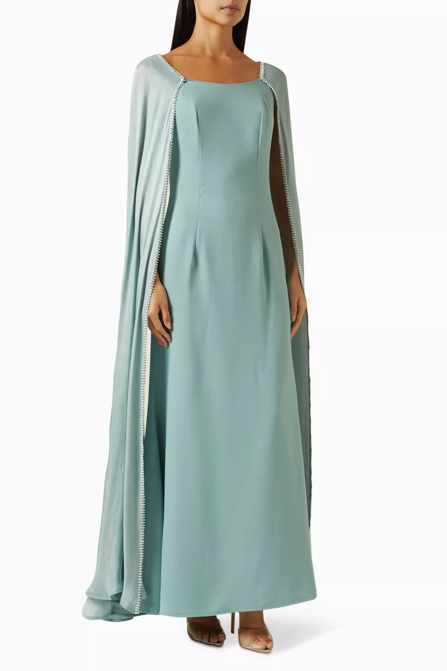 Cape-sleeve Maxi Dress