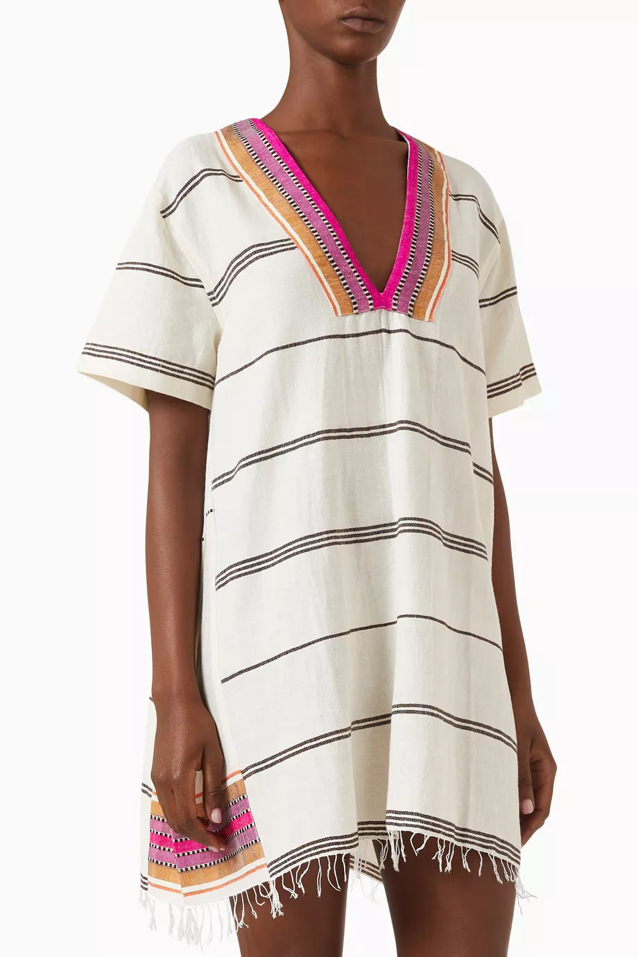Amina V-neck Caftan in Cotton